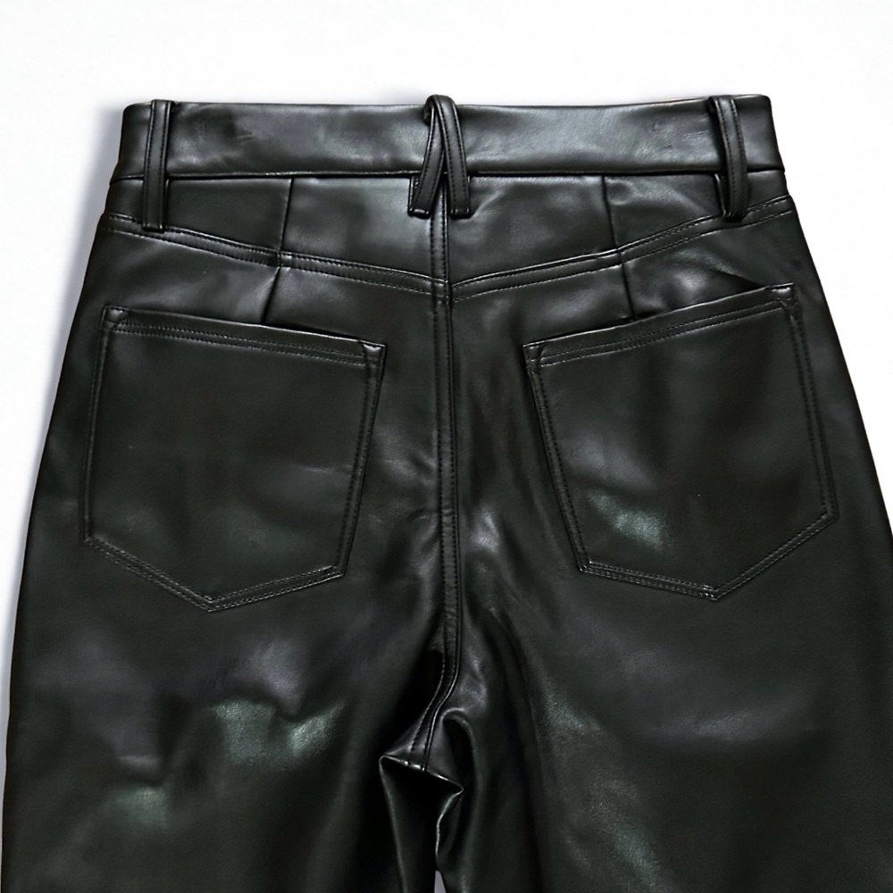 Good American Black Faux Leather Pants Size 8/29 Straight Leg 90s - Picture 3 of 10